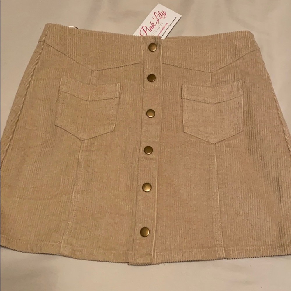 Pink Lily Corduroy Skirt NWT
